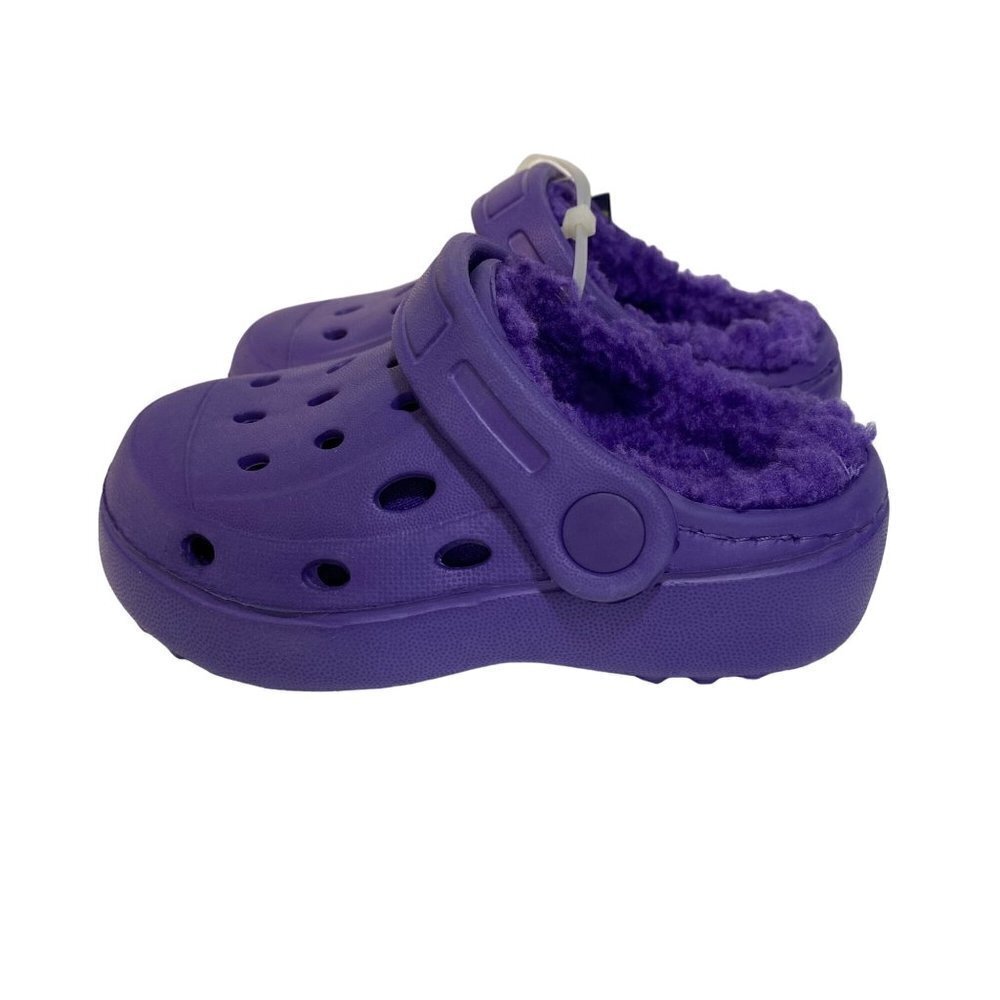 Berkley Jensen Kids Faux Fur Lined Clogs Violet Size‎ 6 - Picture 3 of 5